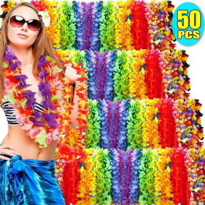 【XZxinzhan】5/50pcs Hawaiian Artificial Flower Wreath Theme Party Garland Flower Necklace Summer Beach Wedding Birthday Party Decoration