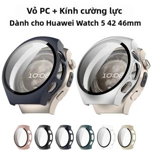 Vỏ PC Huawei Watch 5 42/46mm Với Tấm Bảo Vệ Màn Hình Bằng Kính Cường Lực Vỏ Cứng Toàn Diện Để Bảo Vệ Đồng Hồ