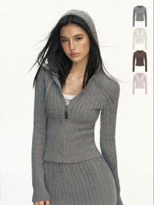 Ariseism | Áo Sweater Knitted Có Mũ Retro Mỹ