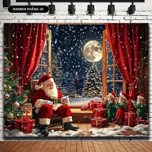 VIKAMA Ông Già Noel Cảnh Tuyết Tấm Thảm Chủ Đề Giáng Sinh Phòng Khách Trang Trí Tường Bằng Vải Polyester Không Dệt Sắp Xếp Phòng Bằng Vải Polyester