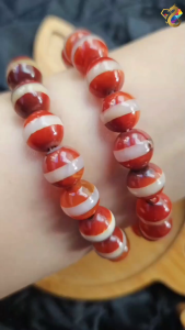 Premium Grade Natural Tibetan One Sky Line Red Agate Bracelet