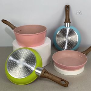 Keeo 16 cm Wajan Penggorengan Anti Lengket Marble Granit (Frypan) Pink