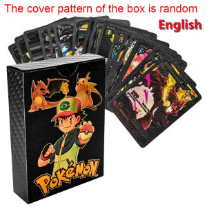 Bandai | 55pcs Pokemon Rainbow Gold Silver Black Foil Vmax Gx Cards Golden Letters English Game Collection Battle Card Series Gift
