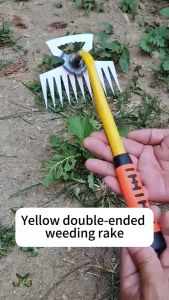 Gardening Hoe Weeding Rake Steel Farm Tool Grasping Raking Loosen Soil Harrow Clean Weed ﻿Puller Rakes