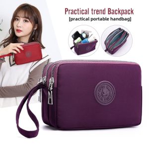 Oxford Cloth Large Capacity Mobile Phone Coin Purse Handbag Womens Casual Handheld Bag Soft Handle Small Square Bag