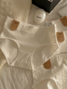 High Waist Cotton Underwear for Women 4 Pieces Seamless Comfortable Breathable Antibacterial Womens Briefs White Short Pants