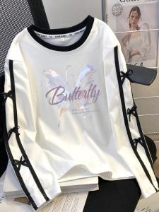 Girls Long Sleeve Cotton T-Shirt Casual Loose Inner Wear Top for Autumn Spring Season Comfortable Breathable Sweat Absorbent