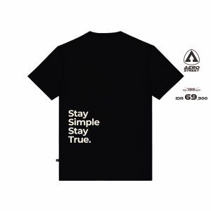 Aerostreet T Shirt Simple And True Hitam Kaos T-Shirt AAAAA