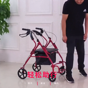 6-Wheel Senior Walker & Shopping Cart with Seat – Foldable Mobility Aid for Safe Walking Leisure and Grocery Trips