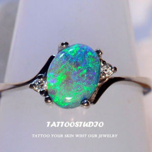 Châu Âu Và Mỹ Nhỏ Nhẫn Opal Họa Tiết Hình Học Hợp Kim Mạ Bạc Thời Trang Cho Nữ Nhẫn Nữ Tươi Ra Ngoài Lò Nướng