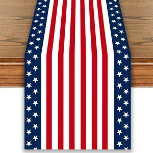1pc Table Runner American Flag Star Stripe Pattern Polyester Table Runner for 4th of July Independence Day Party Table Decor
