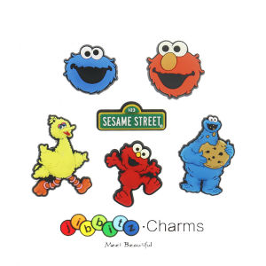 (Free Shipment)3/6Pcs/Lot Sesame Cartoon CROCS Shoe flower PVC Shoe Charms for Croc Bands Bracelet Wristband