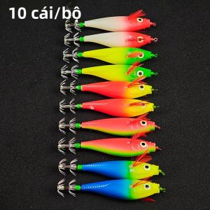 10 Cái/bộ Mồi Câu Mực Dạ Quang 10Cm/10G Mồi Câu Cá Nước Mặn Có Móc Tôm Cho Câu Cá Trên Biển Bãi Biển Sông & Hồ