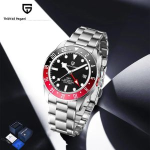 Pagani Design GMT Cơ Đồng Hồ Nam Chống Nước 200M Gương Sapphire Đồng Hồ Tự Động Thời Trang Thép Không Gỉ Hộp Quà Tặng