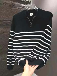 เสื้อสเวตเตอร์คอปกเส้นด้ายขนสัตว์แขนยาวสไตล์อเมริกันสำหรับผู้ชาย ทรงหลวม สไตล์ลำลอง ฤดูใบไม้ผลิและฤดูใบไม้ร่วง