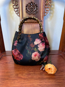 Silk Cloud Small Ladies Purse Mobile Phone Bag Mothers Handbag Soft Handle Storage Coin Purse Chinese Style Garden Silk