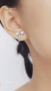 ESCOBAL✨ต่างหูเงินแท้ Color Bow สไตล์สวยหรู ต่างหูเพชร ตุ้มหูเงินแท้ ต่างหูแฟชั่น ตุ้มหูเงินแท้ ต่างหูน่ารัก earring ใส่ได้ทุกโอกาส ของขวัญแทนใจ พร้อมส่ง!!!