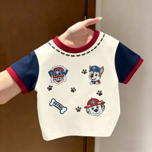 Cartoon Letter Print Cotton Short Sleeve T-shirt for Kids Summer