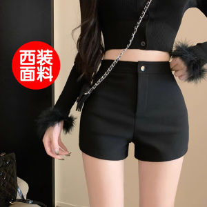 กางเกงขาสั้นผู้หญิงเอวสูงหนาหนาปิดซิปผ้าโพลีเอสเตอร์ กางเกงขายาวทรงเอขากว้างสำหรับฤดูใบไม้ร่วงและฤดูหนาว กางเกงขายาวลำลองสำหรับผู้หญิงไซส์ใหญ่