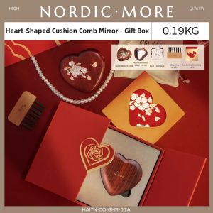 NORDIC MORE | Paddle Cushion Massage Comb Portable Mirror Hairbrush