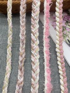 Pink Series Knitted Lace Edge Woolen Thread Coat Insert Color Block Sweater Sleeve Decorative Flounce Trim Home Sewing DIY Accessories