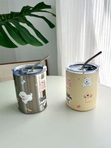 Portable Teddy Dog Straw Insulated Mug Collaborative Design Original Illustration Bear Small Bear Handheld Coffee Cup