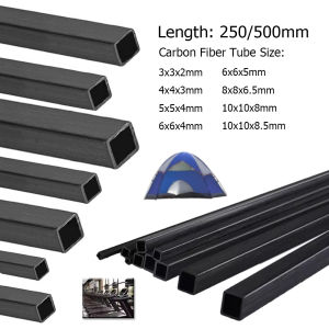 1/2/3Pcs Carbon Fiber Square Tube 250mm/500mm Length 3mm~10mm Lightweight & Durables for DIY Projects