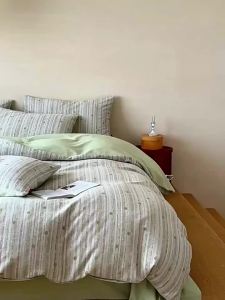 Bộ Đồ Chăn Ga Gối Bằng Vải Voan 2 Lớp Cotton 100%