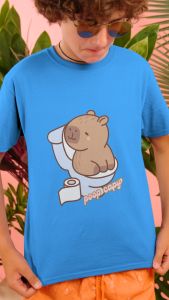 BAJU ANAK LAKI-LAKI DAN PEREMPUAN LENGAN PENDEK MOTIF CAPYBARA HAMBURGER POOP USIA 1-10 TAHUN