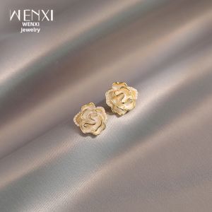 WENXI | White Pearl Camellia Designer Earrings