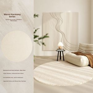 AOVOC | French Cream Style Round Waterproof Stain Resistant Easy Clean Rug