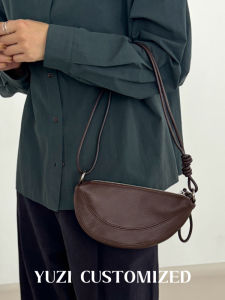 Yuzhi Simple High-End Sheepskin Texture Half-Moon Bag Fashionable Design Mobile Phone Bag Single Shoulder Crossbody Casual Minimalist Style