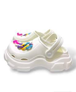 Sandal Baim Cewek Dewasa Tebal 6Cm Sandal Kodok Wedges Rantai Rainbow Korea