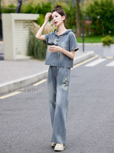 OUCAO | High-end National Style Leisure Denim Outfit