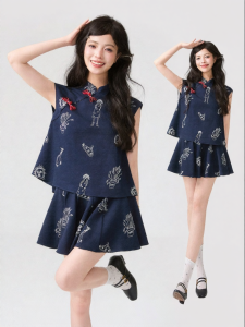 KEIKO | New Chinese Style Sleeveless Shirt With Sketch Embroidery