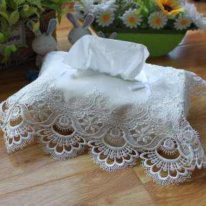 luxury style simple fabric lace embroidery tissue living room bathroom car storage paper towel box