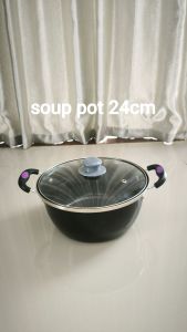 Panci enamel soup pot 24 cm tutup kaca sinda 555
