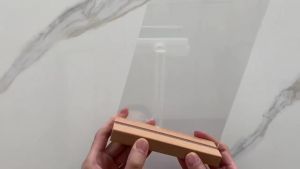 A5 A6 Acrylic T-Shape Display With Wooden Stands Double Sided Plastic Paper Holder