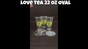 Gelas Plastik OVAL Printing STARINDO Ukuran 22 OZ isi 50 pcs / Motif Love Tea / Gelas Oval