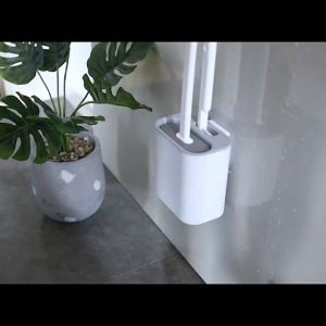 Malaysia Seller - Elegant Silicone Toilet Brush Set with Long Handle and Holder