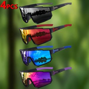 4pcs Mens Fashionable Sports Sunglasses with Square Frames and UV Resistant Sunglasses Suitable for Outdoor Activities