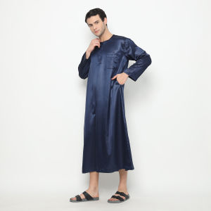 SHOHIB JUBAH PRIA QATAR NEW LENGAN PANJANG BIRU NAVY