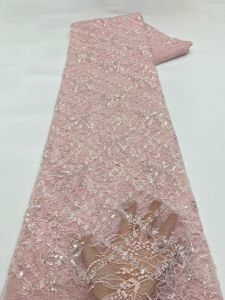 OLEVO | African Heavy Lace Fabric High Quality Sequins Embroidery Luxury French Beads Fabrics For Wedding Gown Sewing AT2739