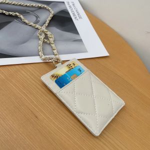 Smart King New Sheepskin Card Holder Lady Genuine Leather Hanging Neck Fashion Chain Strap Women Thin Work ID Cards Holders Purse
