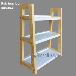 Rak bumbu dapur susun 3 / Rak bumbu kayu / Rak bumbu aesthetic