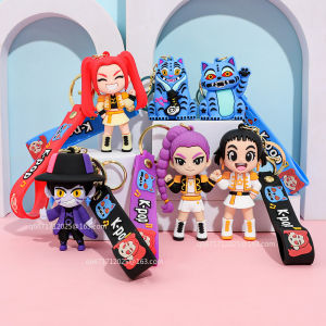 New KPaP Devil Hunter Keychain PVC Tiger Character Keychain Cute Harajuku Style Keychain Suitable for Children and Fans for Ha