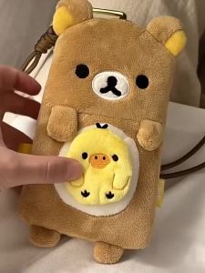 Herocross | Rilakkuma Kiiroitori San X Túi Đựng Điện Thoại Bằng Vải Nhung Hoạt Hình Dễ Thương Túi Treo Cổ Để Đi Chơi Hàng Ngày Và Mua Sắm Polyester