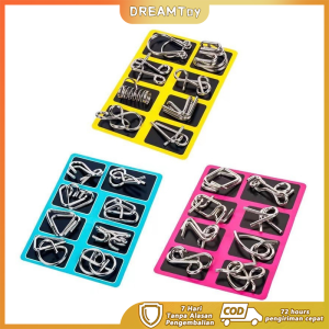 DREAMToy Mainan sulap trik unlock puzzle material Stainless puzzle Mainan edukasi anak Brain Game 8in1
