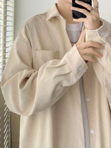 Retro Heavyweight Corduroy Long Sleeve Mens Shirt Casual Loose Fit Versatile Outdoor Workwear Jacket for Couples Autumn Wear