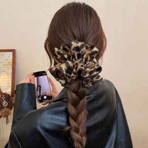 ยางรัดผมลายเสือดาวย้อนยุคสำหรับผู้หญิง ยางรัดผมยืดหยุ่นสูง ทนทานต่อการใช้งาน ยางรัดผมสำหรับหางม้าต่ำ 2025 ใหม่